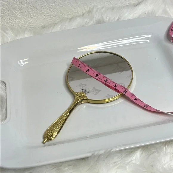 Elegant Goldtone Handheld Vanity Mirror - Picture 6 of 7